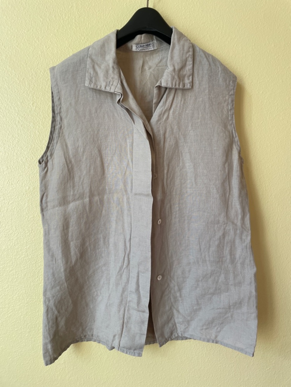 Calvin Klein Sleeveless Linen Button-Front Top
